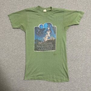 Vintage 70s Star Wars Hildebrandt Graphic T Shirt Single Stitch Green Mens Small